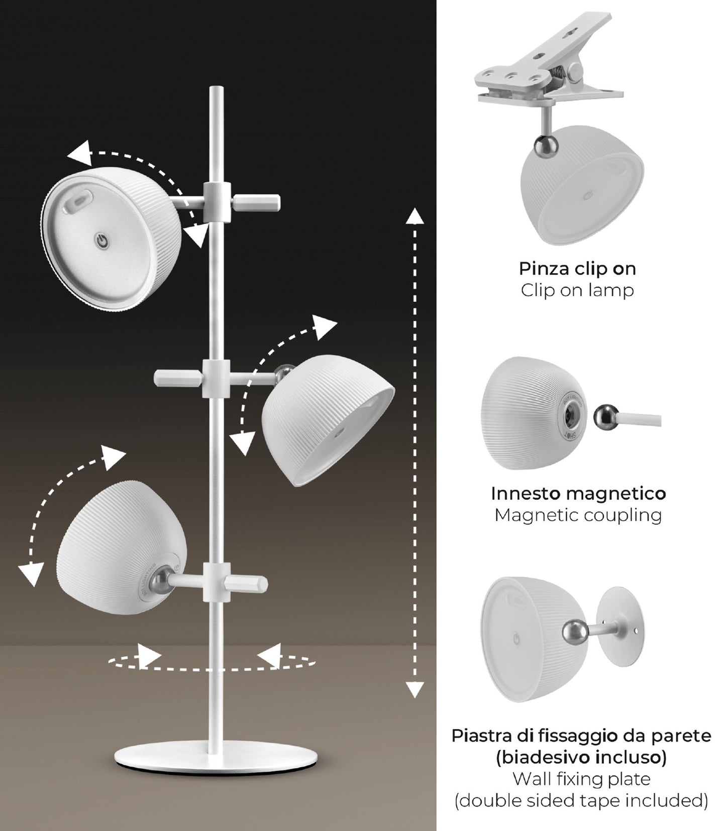 Tisch- und Wandleuchte Magnetika